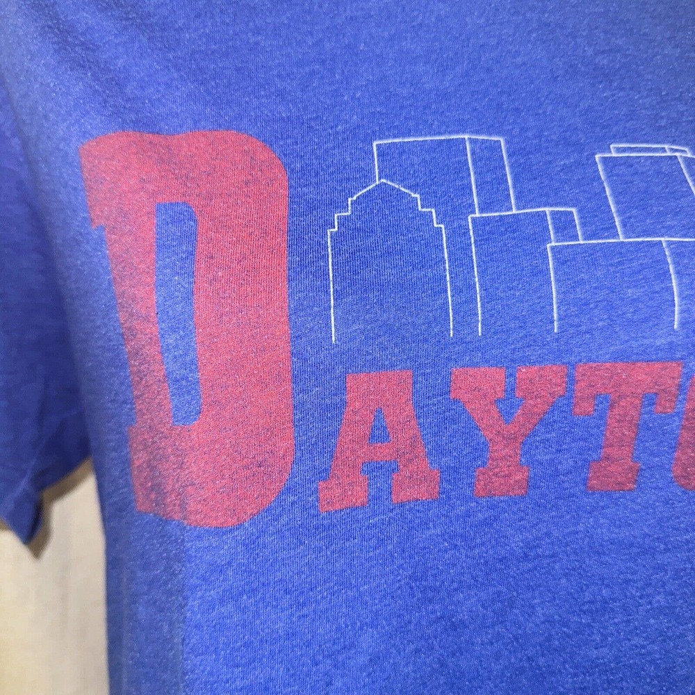 vtg Dayton Ohio City View T-shirt Thin Material blue womens large Faded 111